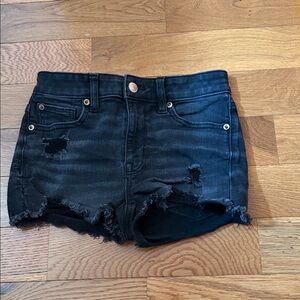 Black Distressed Denim Women's Shorts